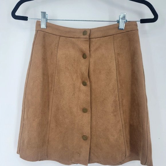 ARITZIA Wilfred Free Centinela Faux Suede Mini Skirt Button Front Women's Size 2 - Picture 2 of 5